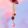 Stainless Steel Dopamine Necklace With Geometric Drop Shape Strawberry Ice Cream Shell Love And Small Fish Pendant Electroplating Design