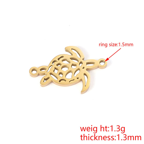 Stainless Steel Double Hanging Cut Out Turtle Pendant Jewelry Accessories Fine Polishing
