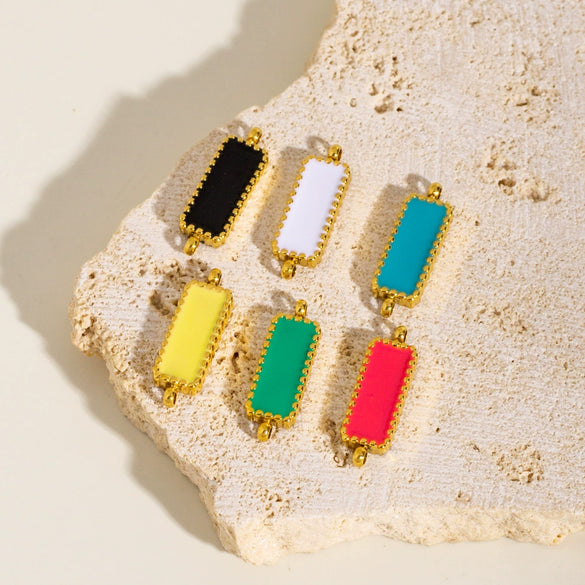 Stainless Steel Double Hanging Enamel Long Strip Geometric Oil Dropping Bracelet Pendant Jewelry Accessories