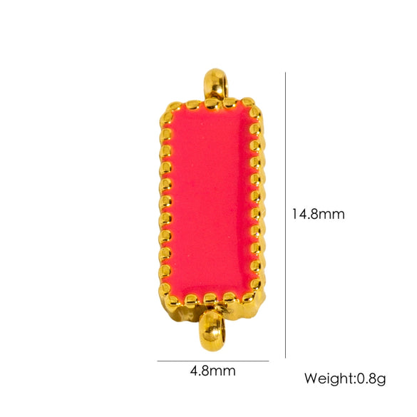 Stainless Steel Double Hanging Enamel Long Strip Geometric Oil Dropping Bracelet Pendant Jewelry Accessories