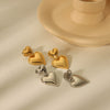 Stainless Steel Double Heart Geometric Electroplated Women's Earrings