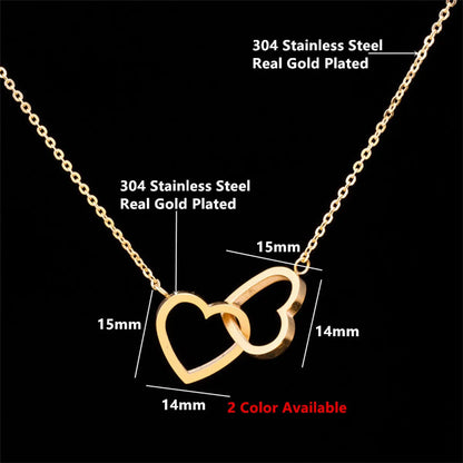 Stainless Steel Double Heart Pendant Necklace Jewelry