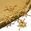 Stainless Steel Double Hole Sunflower Vintage Handmade Earrings Pendant Necklace Accessories With Electroplating