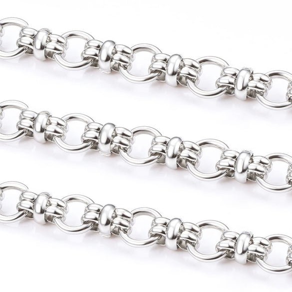 Stainless Steel Double Ring Chain Punk Style Necklace And Watch Chain With Electrolysis Process For Men And Women