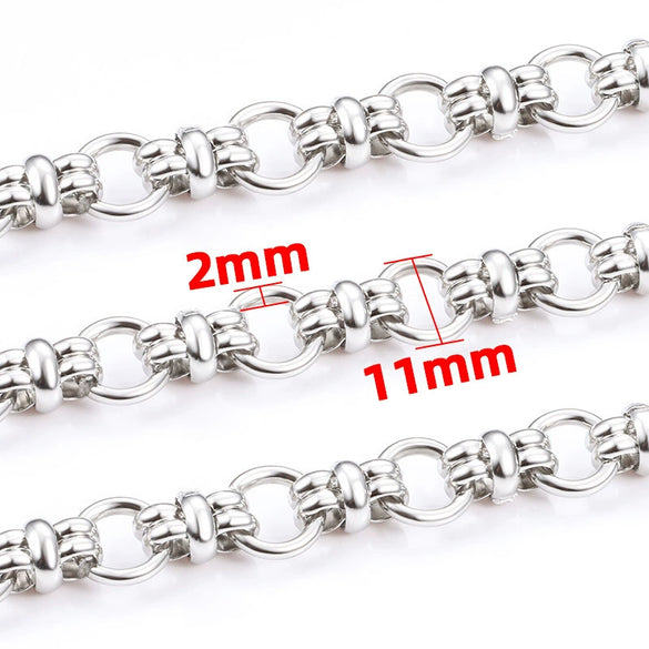 Stainless Steel Double Ring Chain Punk Style Necklace And Watch Chain With Electrolysis Process For Men And Women
