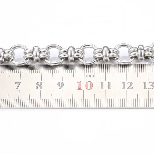 Stainless Steel Double Ring Chain Punk Style Necklace And Watch Chain With Electrolysis Process For Men And Women