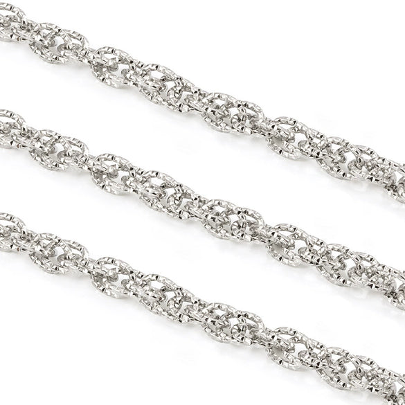 Stainless Steel Double Woven Chain Indentation Trendy Necklace And Bracelet With Electrolytic Brightening