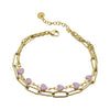 Stainless Steel Doublelayer Bracelet With Heart And Geometric Patterns Electroplated For Women Vintage Allmatch Style