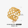 Stainless Steel Doublelayer Geometric Hollow Opening Adjustable Women French Retro Ring Electroplated