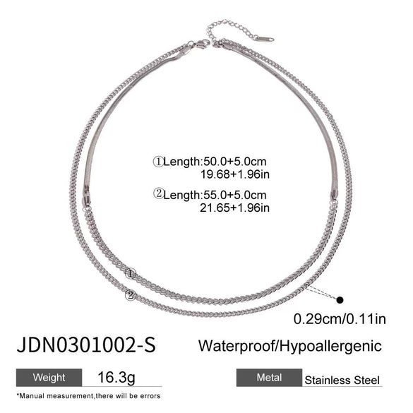 Stainless Steel Doublelayer Necklace Jewelry With Geometric Pattern And Electroplating For Women