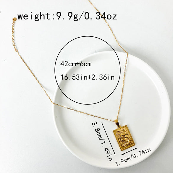 Stainless Steel Dragon Necklace Electroplated Fashion Allmatch Pendant Accessories