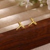 Stainless Steel Dragon Stud Earrings And Bracelet Jewelry Set With Electroplated Animal Design For Women