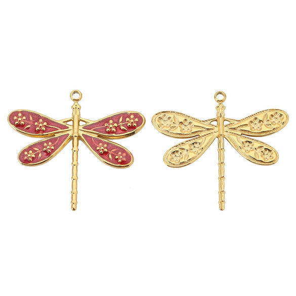 Stainless Steel Dragonfly Dripping Oil Electroplated Pendant Jewelry Accessories