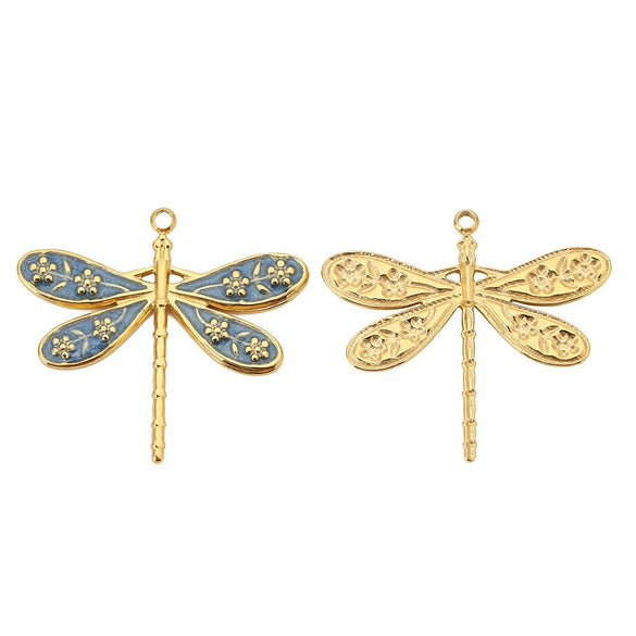 Stainless Steel Dragonfly Dripping Oil Electroplated Pendant Jewelry Accessories