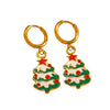 Stainless Steel Dripping Oil Christmas Holiday Earrings For Women With Snowflake And Christmas Tree Designs