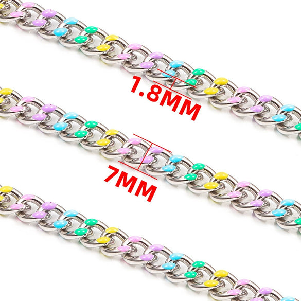 Stainless Steel Dripping Oil Doublesided Grinding Trendy Jewelry Chain For Men And Women Handmade