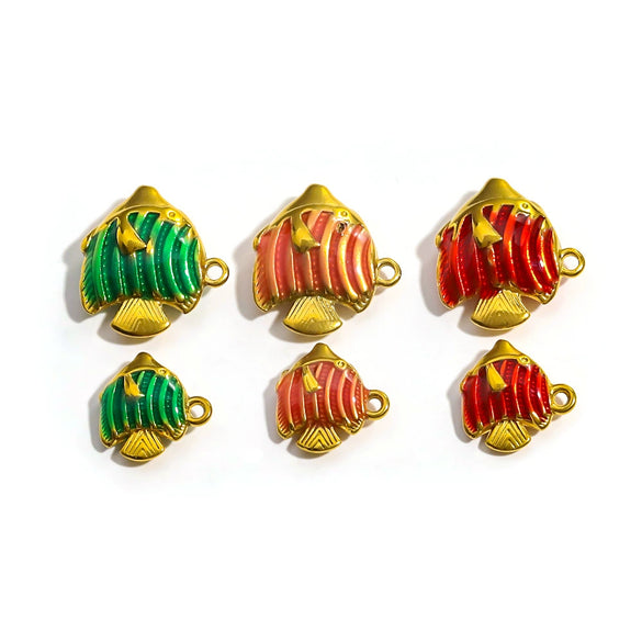 Stainless Steel Dripping Oil Fish Shape Pendant Jewelry For Necklace And Bracelet