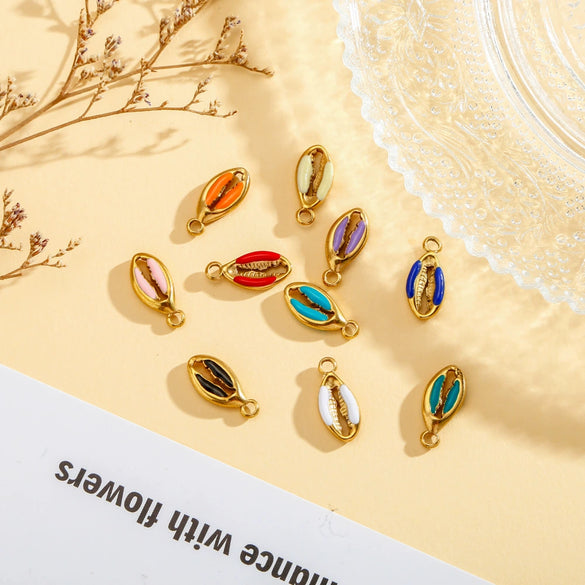 Stainless Steel Dripping Oil Goldplated Conch Shell Starfish Diy Jewelry Accessories Bracelet Earrings Pendant Handmade Small Pendant