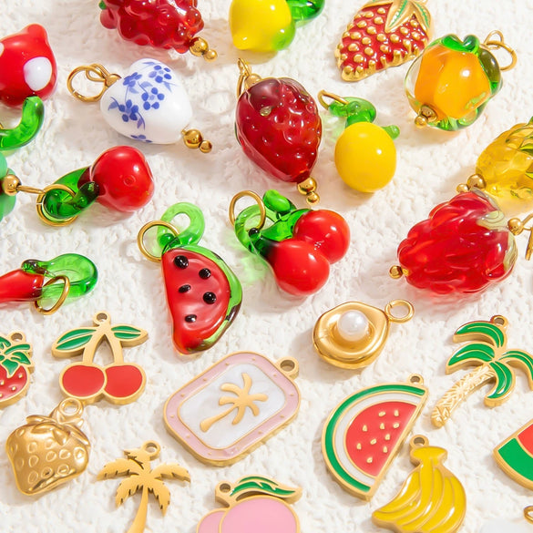 Stainless Steel Dripping Oil Pastoral Style Fruit Food Jewelry Accessories Bracelet Necklace Pendant