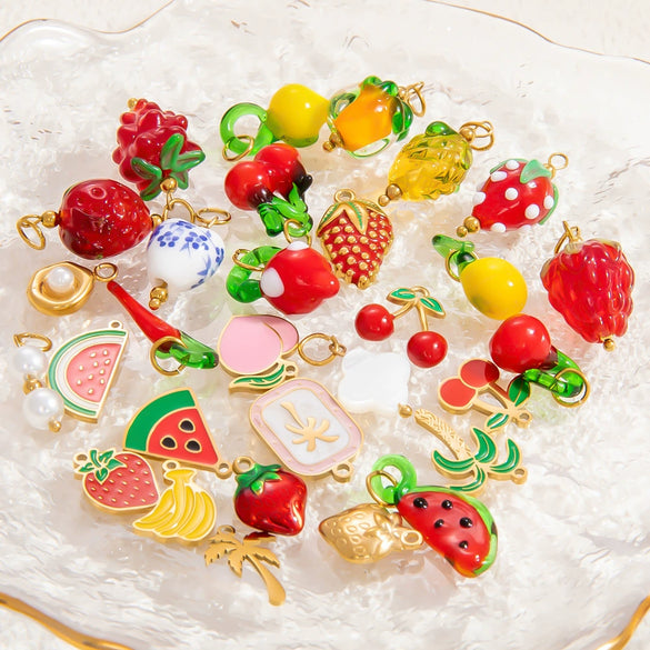 Stainless Steel Dripping Oil Pastoral Style Fruit Food Jewelry Accessories Bracelet Necklace Pendant