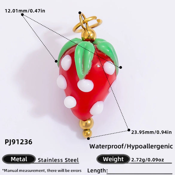 Stainless Steel Dripping Oil Pastoral Style Fruit Food Jewelry Accessories Bracelet Necklace Pendant