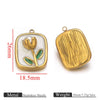 Stainless Steel Dripping Oil Round Square Flower Pendant Jewelry Accessories