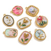 Stainless Steel Dripping Oil Round Square Flower Pendant Jewelry Accessories