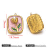 Stainless Steel Dripping Oil Round Square Flower Pendant Jewelry Accessories