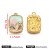 Stainless Steel Dripping Oil Round Square Flower Pendant Jewelry Accessories