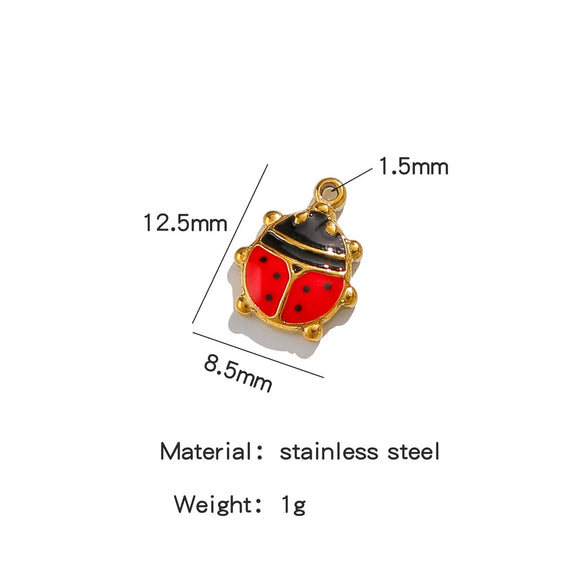 Stainless Steel Dripping Oil Seven Star Ladybug Handmade Jewelry Bracelet Pendant Necklace Earrings