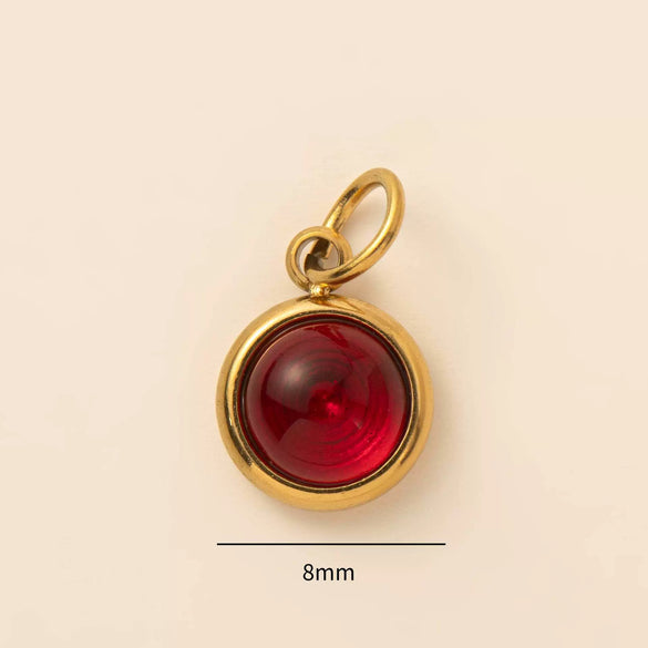 Stainless Steel Drop And Star Shape Zirconium Birthstone Pendant Necklace With Vacuum Electroplated 18K Gold Color