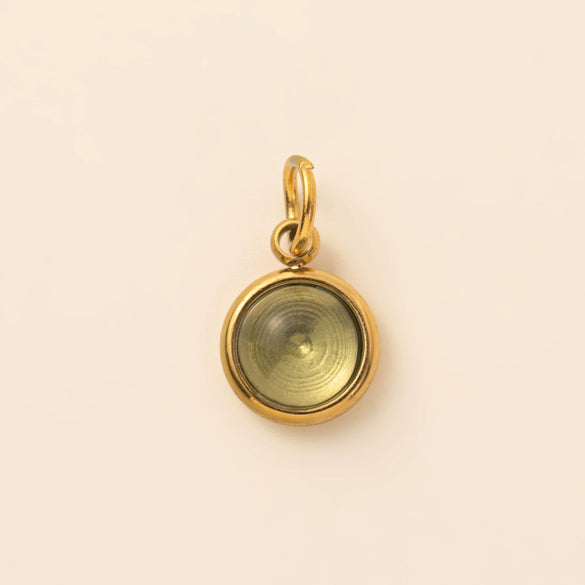 Stainless Steel Drop And Star Shape Zirconium Birthstone Pendant Necklace With Vacuum Electroplated 18K Gold Color
