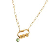 Stainless Steel Drop And Star Shape Zirconium Birthstone Pendant Necklace With Vacuum Electroplated 18K Gold Color