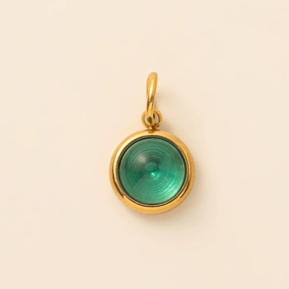Stainless Steel Drop And Star Shape Zirconium Birthstone Pendant Necklace With Vacuum Electroplated 18K Gold Color