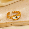 Stainless Steel Drop Oil Eye Ring With Electroplating For Ladies