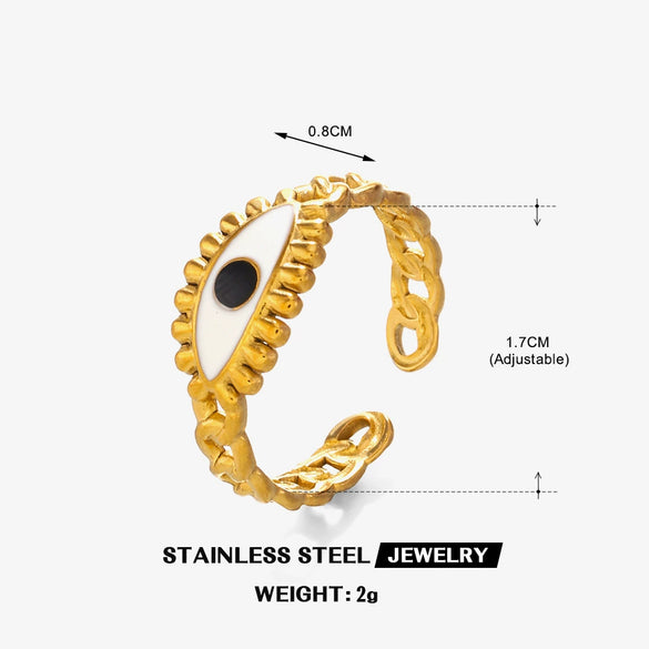 Stainless Steel Drop Oil Eye Ring With Electroplating For Ladies