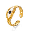 Stainless Steel Drop Oil Eye Ring With Electroplating For Ladies