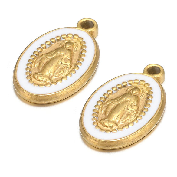 Stainless Steel Drop Oil Jesus Oval Pendant Jewelry Accessories