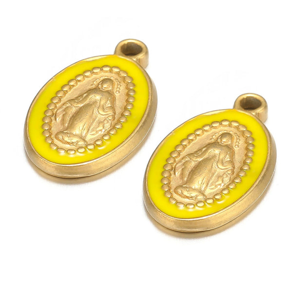 Stainless Steel Drop Oil Jesus Oval Pendant Jewelry Accessories