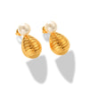 Stainless Steel Drop Shape Geometric Electroplated Women's Pearl Earrings