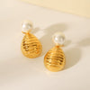 Stainless Steel Drop Shape Geometric Electroplated Women's Pearl Earrings