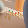 Stainless Steel Drop Shaped Geometric Crystal Zirconium Tassel Earrings For Women With Electroplating