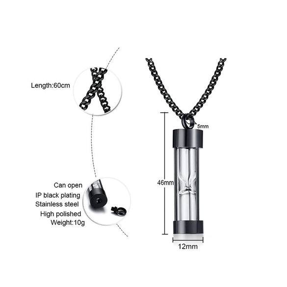 Stainless Steel Dropshaped Hourglass Pendant Necklace For Men And Women