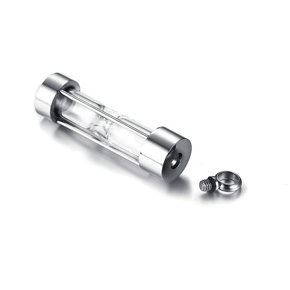 Stainless Steel Dropshaped Hourglass Pendant Necklace For Men And Women
