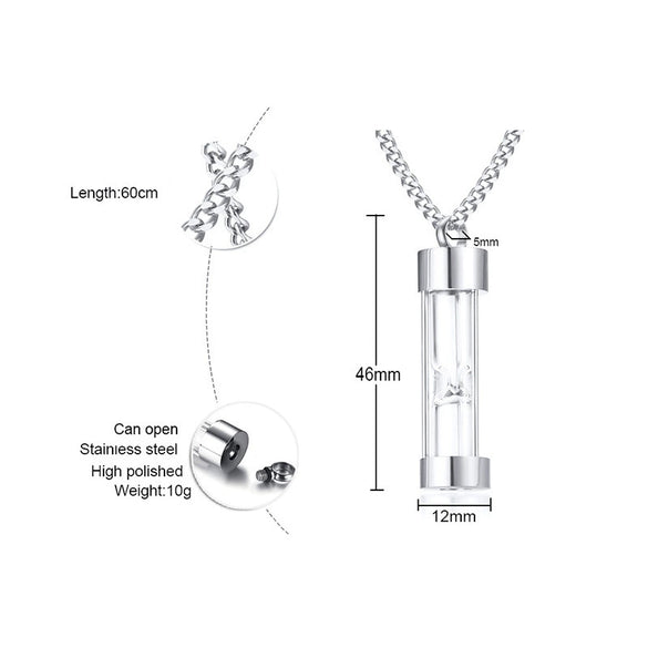 Stainless Steel Dropshaped Hourglass Pendant Necklace For Men And Women