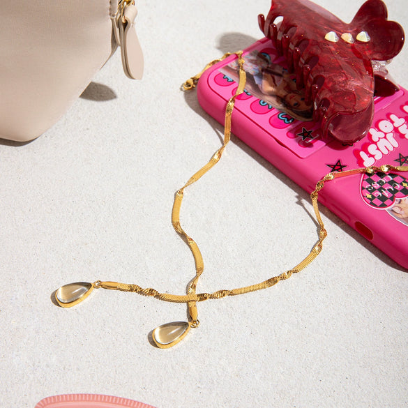 Stainless Steel Dropshaped Pendant Necklace With Electroplating Sophisticated And Minimalist Style For Women