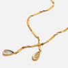 Stainless Steel Dropshaped Pendant Necklace With Electroplating Sophisticated And Minimalist Style For Women