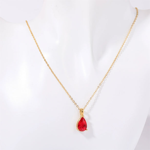 Stainless Steel Dropshaped Twelve Constellation Mixed Gem Inlay Ochain Necklace With Electroplating