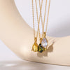Stainless Steel Dropshaped Twelve Constellation Mixed Gem Inlay Ochain Necklace With Electroplating
