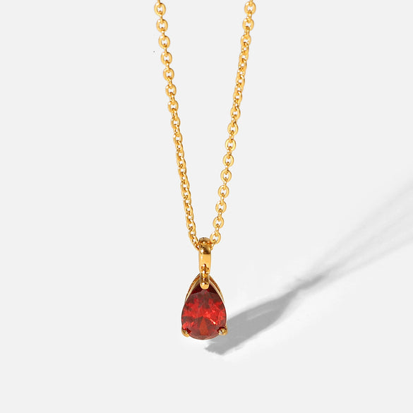 Stainless Steel Dropshaped Twelve Constellation Mixed Gem Inlay Ochain Necklace With Electroplating